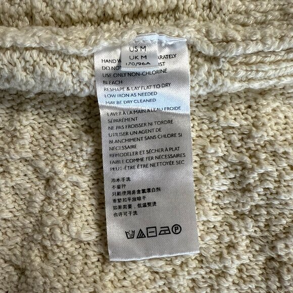 Free People Long Sleeve Villa Cable Pullover Ivory Neutral Size Medium - Picture 6 of 9